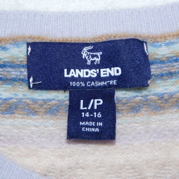Lands' End Southwestern Print Cashmere Cardigan | Muted Colors | EUC | Large P - Picture 7 of 11